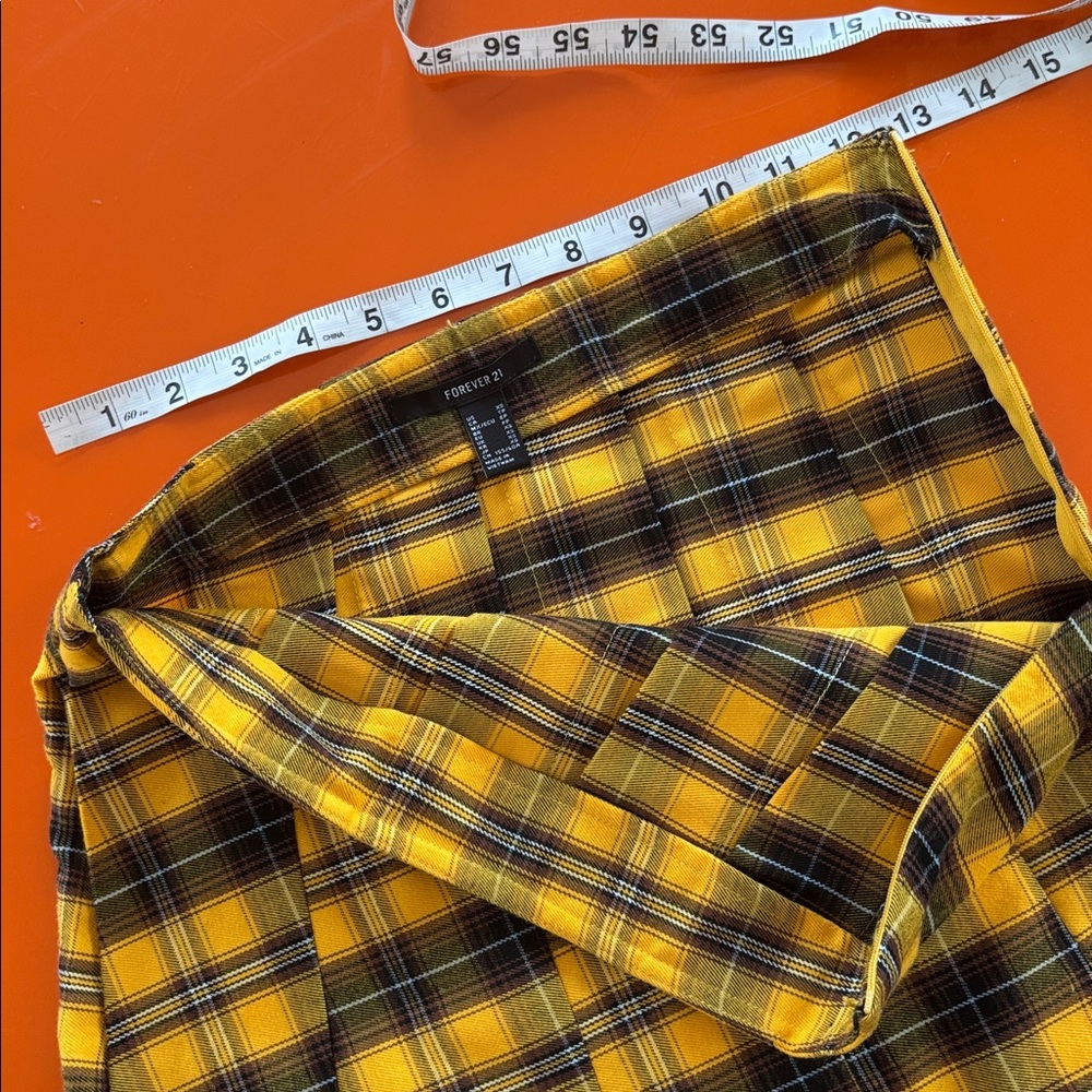 Plaid Yellow and Black Mini Skirt cheerleader varsity Cher clueless style XS - Picture 6 of 7